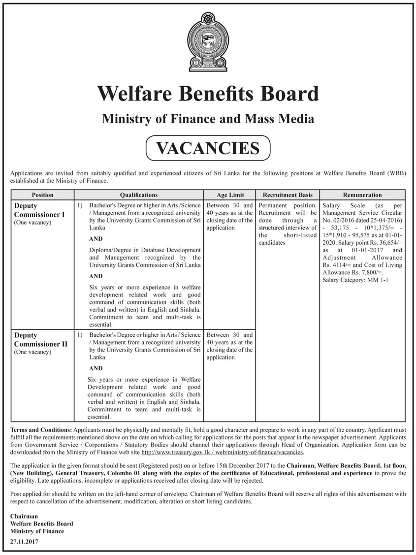 Deputy Commissioner - Welfare Benefits Board